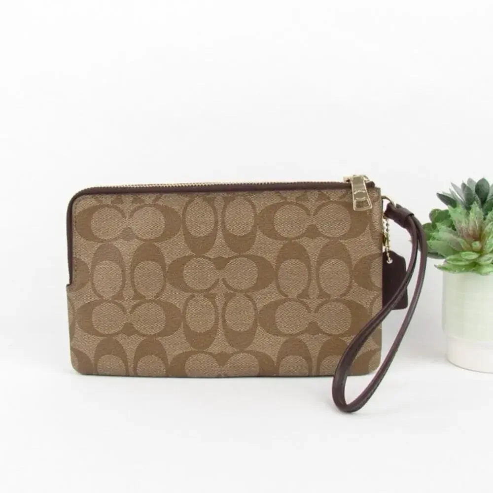 Coach Signature Double Zip Wristlet